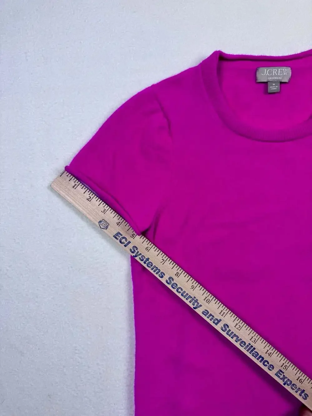 J.Crew Women's Hot Pink Short Sleeve Cashmere Knit Crew Neck Sweater